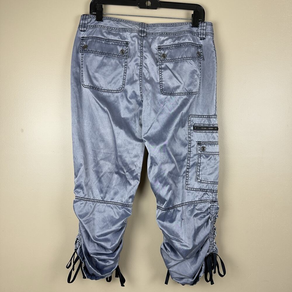 Women’s Express Satin CargoPant Size 12 Convertible Capri Adjustable Drawstring - Picture 5 of 14